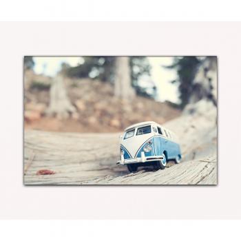 Deine bilder24. de – Mural XXL en miniatura Volkswagen Bulli sobre lienzo y bastidor. La mejor calidad, hecho a mano en Alemania., blau gelb weiß grün rot orange braun schwarz rosa, 70 x 110