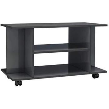 vidaXL Mueble de TV con Ruedas Aglomerado Gris Brillante 80x40x40cm Mobiliario Accesorios Centro Entretenimiento y Multimedia Diseño Moderno Práctico