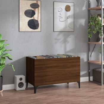 Mueble de discos de madera contrachapada en color roble marrón, dimensiones 74,5x38x48 cm