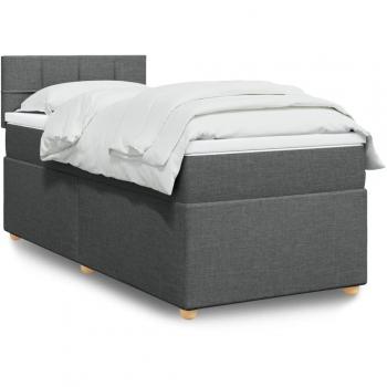Cama box spring con colchón de muelles gris oscuro 100x200 cm Tela