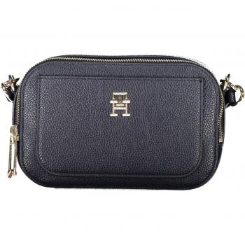 Chic Blue Logo Detail Crossbody Shoulder Bag with Zip Closure