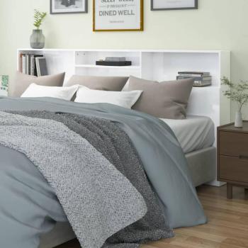 Cabecero con contenedor blanco brillante 220x19x103,5 cm