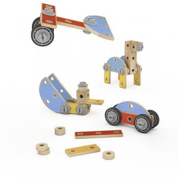 Set de construcción de madera Eurekakids con piezas de madera natural, diseño educativo, apto para niños a partir de 3 años, fomenta la creatividad y el desarrollo motor