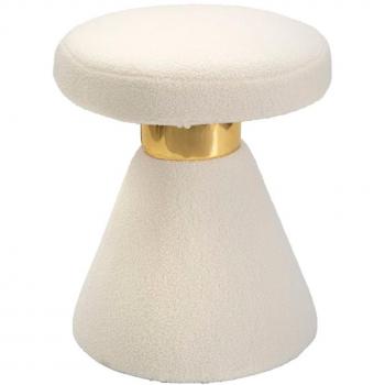 Mesa auxiliar de tela crema y metal dorado Ø 42x51 cm Iceland