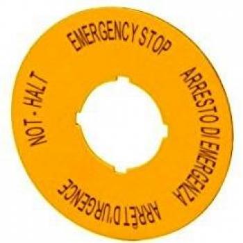 Eaton M22-XBK11 Emergency Stop Label (Ø x H) 60 mm x 60 mm, Yellow, Multilingual (de, en, fr, it), 1 pc