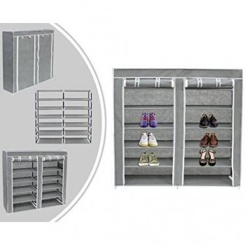 Leogreen Armario para zapatos Zapateros Organizador de tela de zapatos 6 estantes para 36 pares de zapatos con resistente al polvo , color Gris