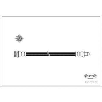 Latiguillo de freno CORTECO 19032936 - Manguera flexible de freno, fabricada en goma resistente, con conexiones metálicas, longitud específica para vehículos compatibles, alta resistencia a la presión y temperatura, cumple con normas