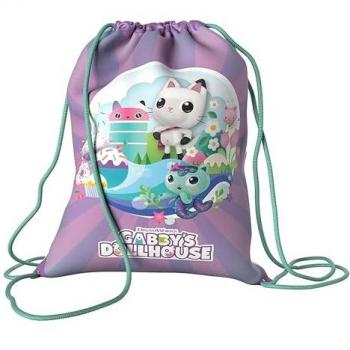 Mochila Saco Gabby, Mochila con Cuerdas para Niña, Preescolar, Color Morado, Producto Oficial (CyP Brands)