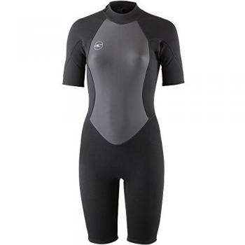 Traje de neopreno O'Neill Reactor II Back Zip manga corta 2 mm para mujer, color negro y gris