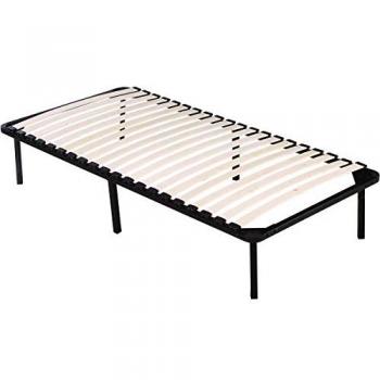 Somier de láminas + pies - 90 x 190 cm - 20 listones - Negro