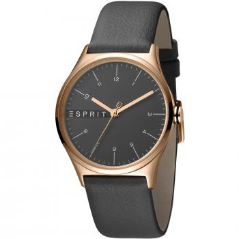 Reloj Mujer Esprit Oro Rosa Cuero Negro ES1L034L0045