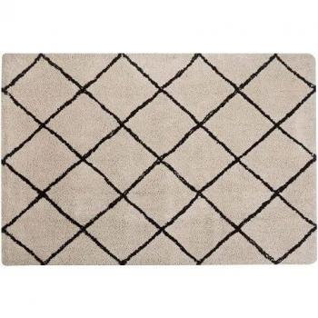 Alfombra Shaggy Beige y Negra Patrón Geométrico Rectangular 160 x 230 cm Adalar