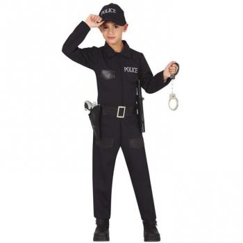 Disfraz Completo de Policía para Niño de 5 a 6 Años con Tuta, Gorra, Cinturón, Pistola y Manillas