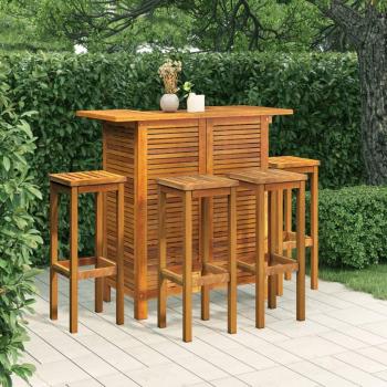 5 Piece Solid Acacia Wood Garden Bar Set