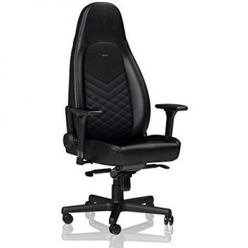 noblechairs Icon Silla de Gaming - Silla de Oficina - Silla de Escritorio - Reclinable a 135 ° - Cuero Sintético PU - 150 kg - Diseño de Asiento de Carreras - Negro/Azul