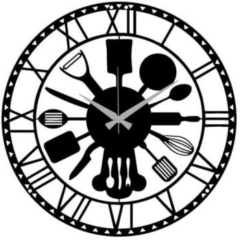 Reloj de Pared de Cocina Epikasa, Metal Negro, 40x0,15x40 cm