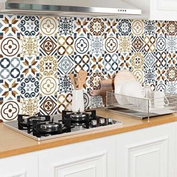 Ambiance Sticker col-tiles-RJ-A827_15x15cm Pegatinas de Pared, Acrílico, Multicolores, 75 x 90 cm