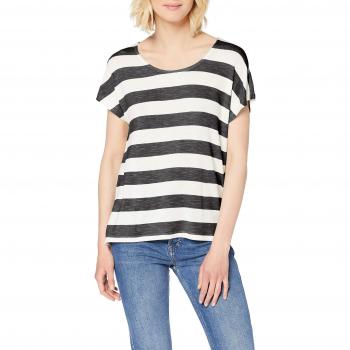 Camiseta de mujer Vero Moda de manga corta con cuello redondo y franjas bloqueadas, talla XL