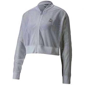 Puma Classics Mesh Bomber Chaqueta, Mujer, White, XL
