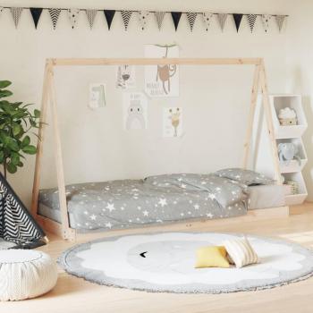 Estructura de cama infantil 80x200 cm de madera maciza de pino en color marrón