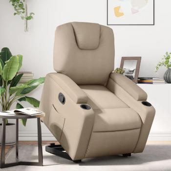 Sillón Reclinable Elevable de Relax en Cuero Artificial Color Capuchino