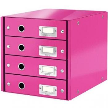 Organizador de escritorio Leitz Click & Store WOW, 4 cajones, formato A4, color rosa