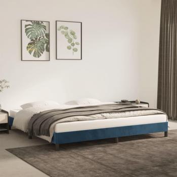 Cama solar sin colchón de terciopelo azul oscuro 200x200 cm
