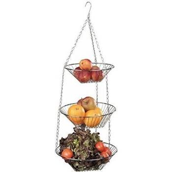 MSV FRUTERO 3 CESTAS, para Colgar, Metal, Blanco, 78x25x28 cm