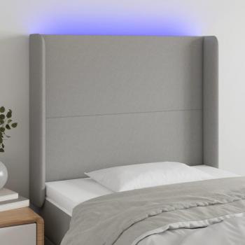 Cabecero LED de tela gris claro 83x16x128 cm