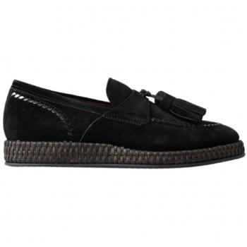 Dolce & Gabbana Black Suede Leather Casual Espadrille Sneakers