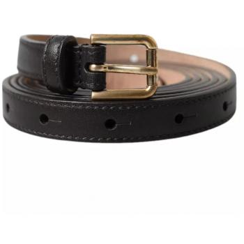 Dolce & Gabbana Dark Brown Leather Gold Metal Buckle Women Belt - 145cm