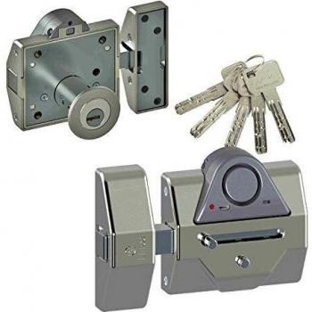 Lince Pack Cerrojo con Alarma mas bombillo Alta Seguridad 35x30 niquel, 0