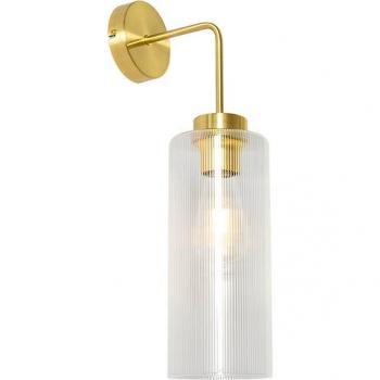 Lámpara de pared Art Déco dorada con cristal E27 - Laura
