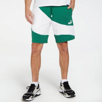 Short Puma Power Cat 9 para hombre en verde y blanco