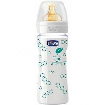 Chicco 00070820310000 - Biberon unisex de vidrio con tetina de caucho, 0% BPA, 240 ml