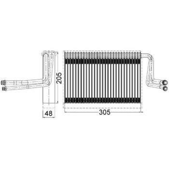 Evaporador de aire acondicionado MAHLE AE 113 000S, características: diseño compacto, alta eficiencia en intercambio térmico, construcción robusta para durabilidad, fácil instalación y compatibilidad con diversos modelos de vehículos