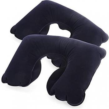com-four® 2X Almohada Cervical Inflable para el Cuello - Práctico Cojín Reposacabezas para Inflar - Almohadilla de Viaje Ideal para el Camino