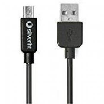 Cable MiniUSB Silver HT 93601, Tipo A-M a Mini USB B-M, 1.5 Metros, Color Negro