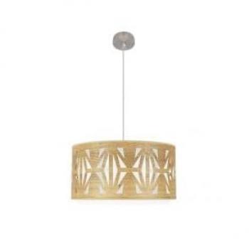 Lámpara Colgante Katerina 2 luces Niquel/Madera Clara 50x50 cm
