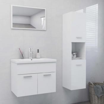 Juego de muebles de baño de madera de ingeniería blanco brillo
