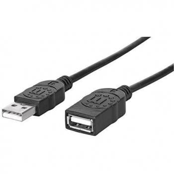 Manhattan Hi-Speed USB 2.0 Extension Cable, Type A Male to Female, 1.8m, 480 Mbps, Black