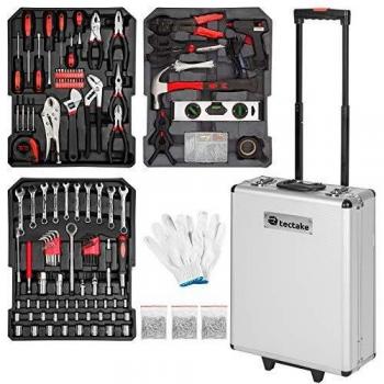 TecTake Maletín con herramientas 799pc piezas maleta trolley caja martillo alicates con 3 cajones