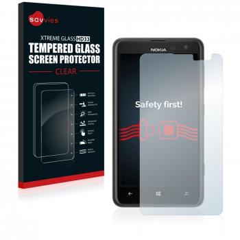 savvies Protector Cristal Templado Compatible con Nokia Lumia 625 Protector Pantalla Vidrio, Protección 9H, Pelicula Anti-Huellas