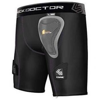 Shock Doctor Core Compression Pantalones Cortos de Hockey con Protector Pélvico, Hombre, Negro, L