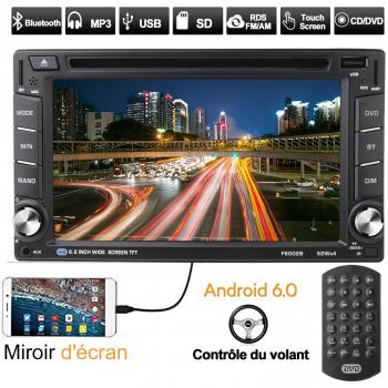 Autoradio 2 din GPS Android 6.0 WIFI Mirror Link Autoradio Manos Libres Navegador con Mapa de Europa Pantalla Tráctil 6.2'' para Coche Radio RDS DVD/CD/MP3/MP4/USB/SD pieza de Control Remoto