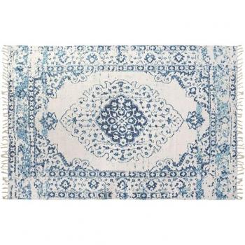 Alfombra DKD Home Decor Azul Algodón Chenille