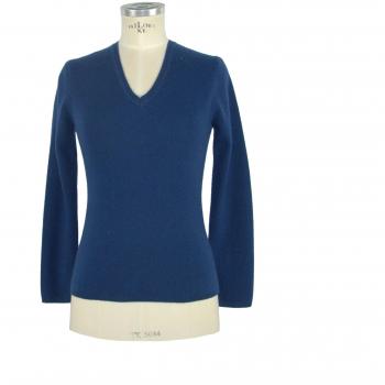 Emilio Romanelli V-neck Blue Cashmere Sweater - Size IT46 | L
