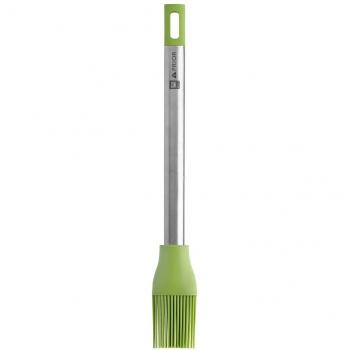 BRA Prior Pincel de Cocina Apta para el Contacto con los Alimentos, Acero INOX, Nailon y Silicona, Verde, 28.5 cm