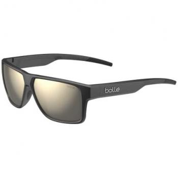 Bollé Temper Unisex Full-Rim Square Sunglasses, Matte Black with TNS Gold Lens