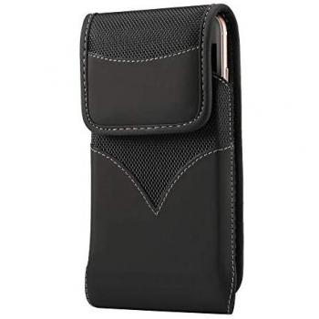 Funda de Nylon para Cinturón con Clip Metálico y Giratorio para HONOR 9C (2020) - Negra